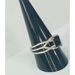 Black ONYX Triple Band RECTANGE Cut Band RING SIZE 10
